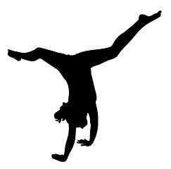 Image showing Gymnast girl making handstand