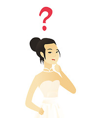 Image showing Young asian fiancee with question mark.