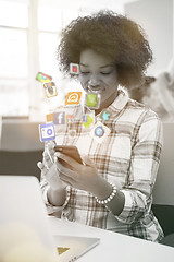 Image showing African American informal business woman working in the office