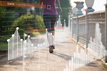 Image showing Fitness woman training and jogging in summer park