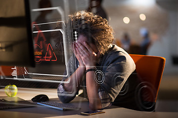 Image showing businessman relaxing at the desk