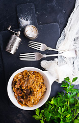 Image showing fried cabbage with mushrooms
