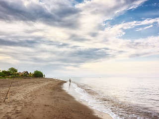 Image showing a dark sand beach in northern Bali Indonesia