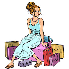 Image showing Woman shopping. Beautiful young buyer