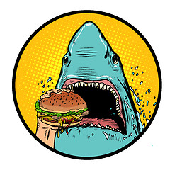 Image showing Hungry shark eat the Burger