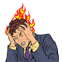 Image showing headache man. heat and temperature