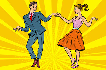 Image showing retro dancers couple man and woman