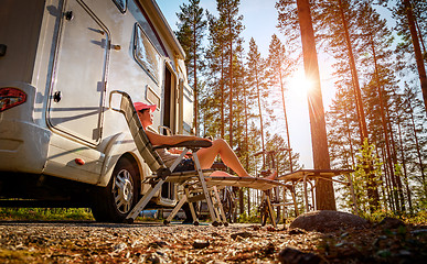 Image showing Family vacation travel RV, holiday trip in motorhome