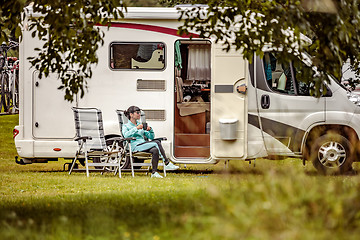 Image showing Family vacation travel RV, holiday trip in motorhome