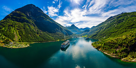 Image showing Geiranger fjord, Beautiful Nature Norway.