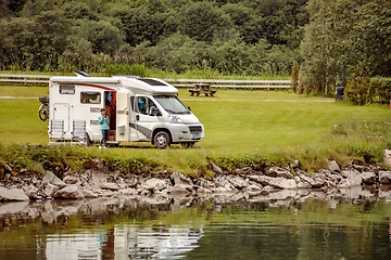 Image showing Family vacation travel RV, holiday trip in motorhome