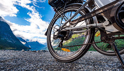 Image showing Electric bicycle on the background of nature Norway