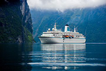 Image showing Cruise Liners On Geiranger fjord, Norway