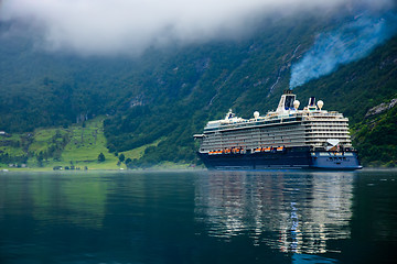 Image showing Cruise Liners On Geiranger fjord, Norway