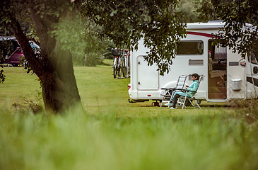 Image showing Family vacation travel RV, holiday trip in motorhome