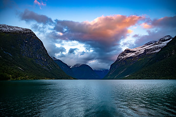 Image showing lovatnet lake Beautiful Nature Norway.