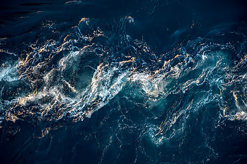 Image showing Waves of water of the river and the sea meet each other during h