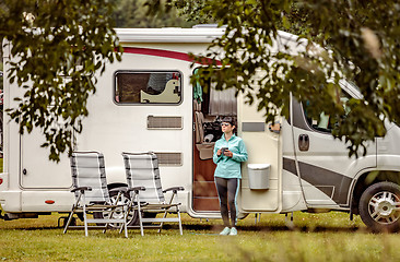 Image showing Family vacation travel RV, holiday trip in motorhome