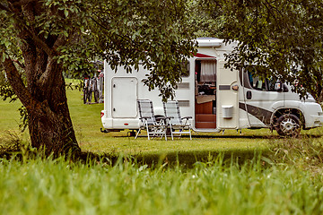 Image showing Family vacation travel RV, holiday trip in motorhome