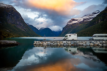 Image showing Family vacation travel RV, holiday trip in motorhome