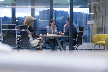 Image showing Startup Business Team At A Meeting at modern office building