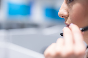 Image showing female call centre operator doing her job