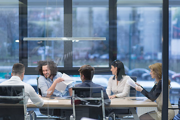 Image showing Startup Business Team At A Meeting at modern office building