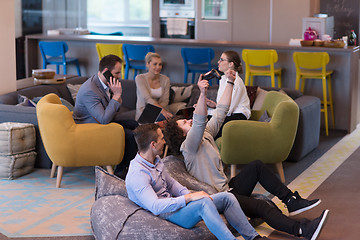 Image showing startup Office Workers Playing computer games