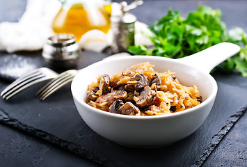 Image showing fried cabbage with mushrooms