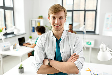 Image showing man with crossed hands at office