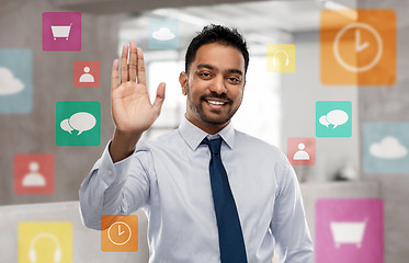 Image showing indian businessman making high five gesture