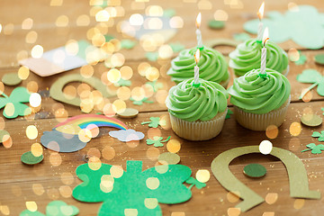 Image showing green cupcakes and st patricks day party props