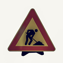 Image showing Vintage looking Road work sign