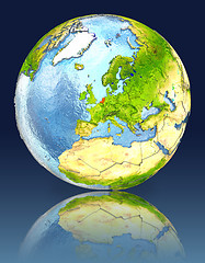 Image showing Netherlands on globe with reflection