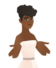Image showing Young african-american fiancee shrugging shoulders