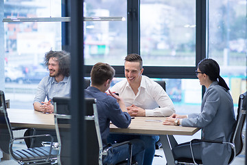 Image showing Startup Business Team At A Meeting at modern office building