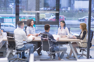 Image showing Startup Business Team At A Meeting at modern office building