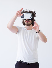 Image showing Man using headset of virtual reality