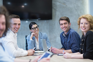 Image showing Startup Business Team At A Meeting at modern office building