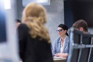 Image showing Startup Business Team At A Meeting at modern office building