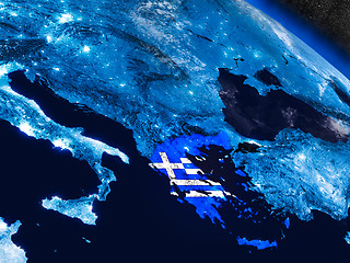 Image showing Greece with embedded flag from space