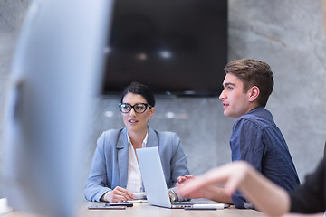 Image showing Startup Business Team At A Meeting at modern office building