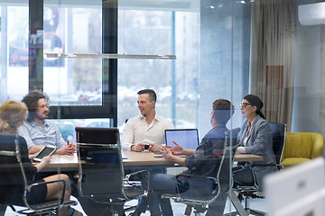 Image showing Startup Business Team At A Meeting at modern office building