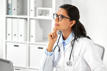 Image showing female doctor with stethoscope at hospital