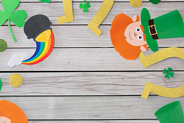 Image showing st patricks day decorations on wooden background