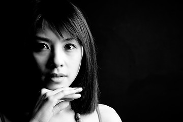 Image showing Beautiful asian woman in black and white
