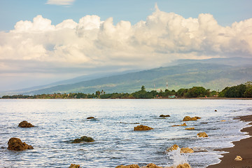 Image showing a dark sand beach in northern Bali Indonesia