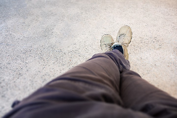 Image showing shoes of a man having a rest