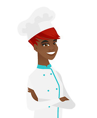 Image showing African-american confident chef with folded arms.