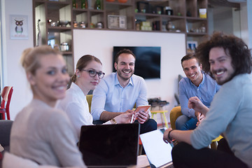 Image showing Startup Business Team At A Meeting at modern office building